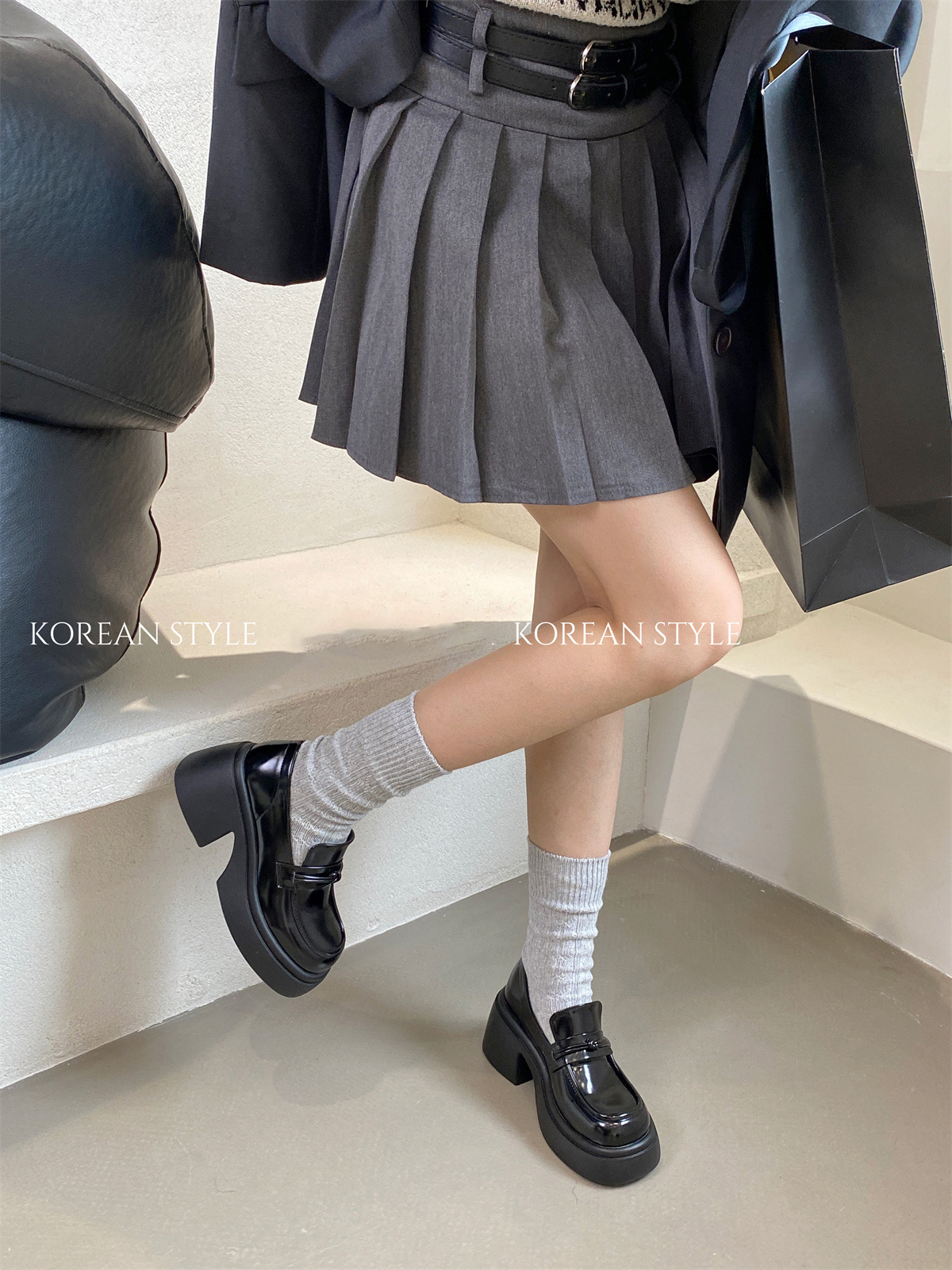 厚底松糕小皮鞋2023新款秋季单鞋女日系JK粗跟乐福鞋详情21