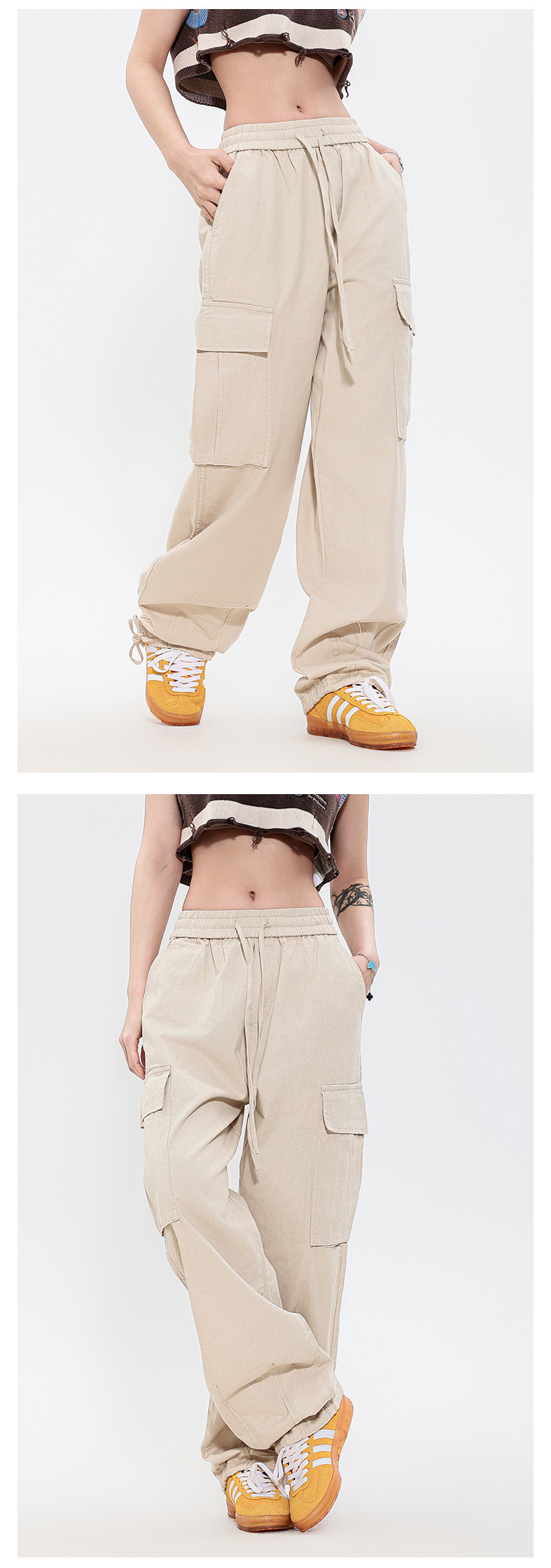OREETA丨vintage直筒工装裤女可调节日系工装裤潮牌阔腿工装裤男详情15