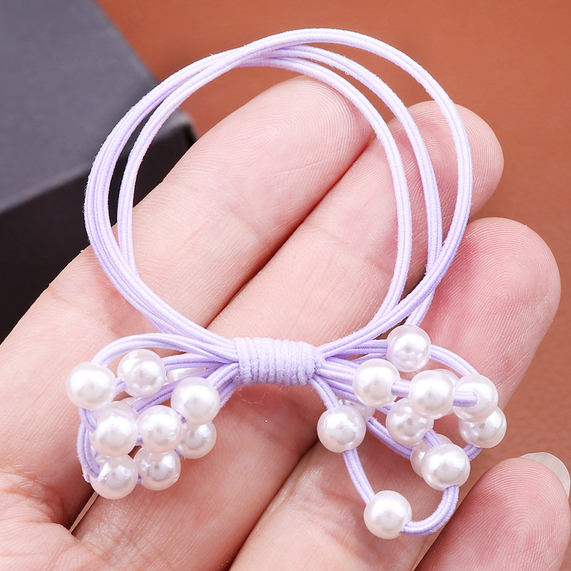 Korean macaron color series, 24 pearl hair ties, hand-strung beads, bow tie, rubber band, colorful hair band headwear pic 10