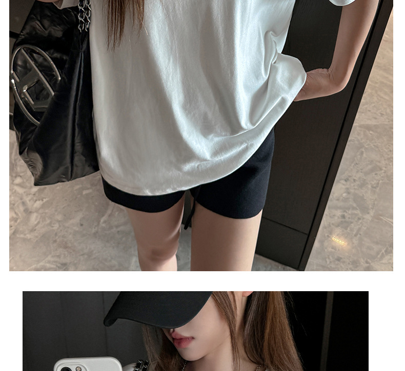夏季韩系大版落肩袖V领短袖t恤女式基础款外穿高级感慵懒风上衣潮详情18