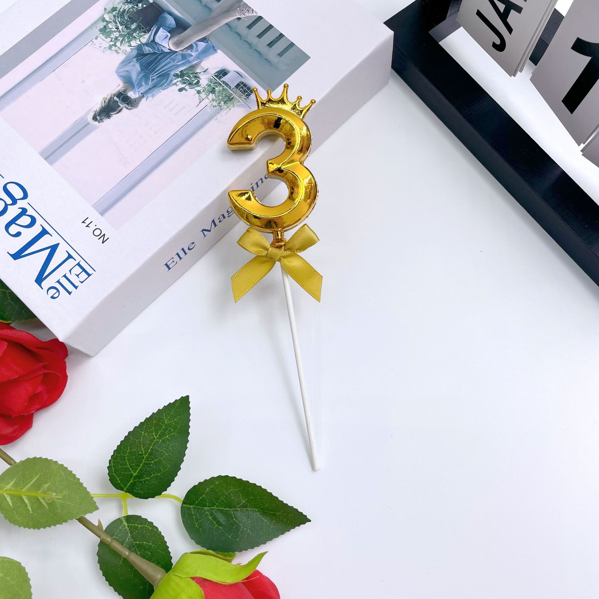 跨境创意新品3D立体皇冠数字插件派对生日蛋糕烘焙甜品台装饰摆件详情12