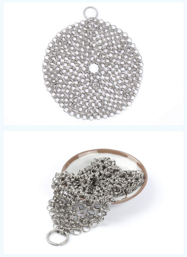 Kitchenware 316 stainless steel pot brush net, triple ring pot washing net, kitchen magic tool, cleaning pot brush net pic 13