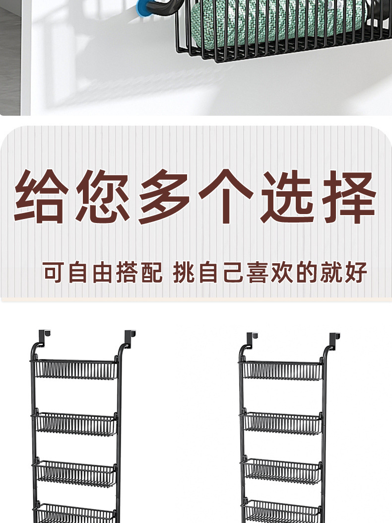 门挂多层收纳置物架厨房卧室墙面免打孔收纳架门后杂物食品挂篮详情7