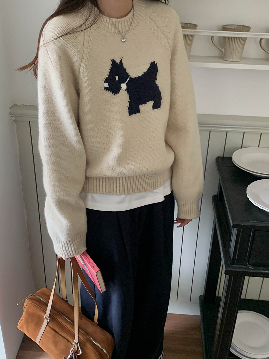 3th Morning North Island Park Korean Style Youthful Dog Embroidered Round Neck Pullover Sweater ZY2381 pic 64