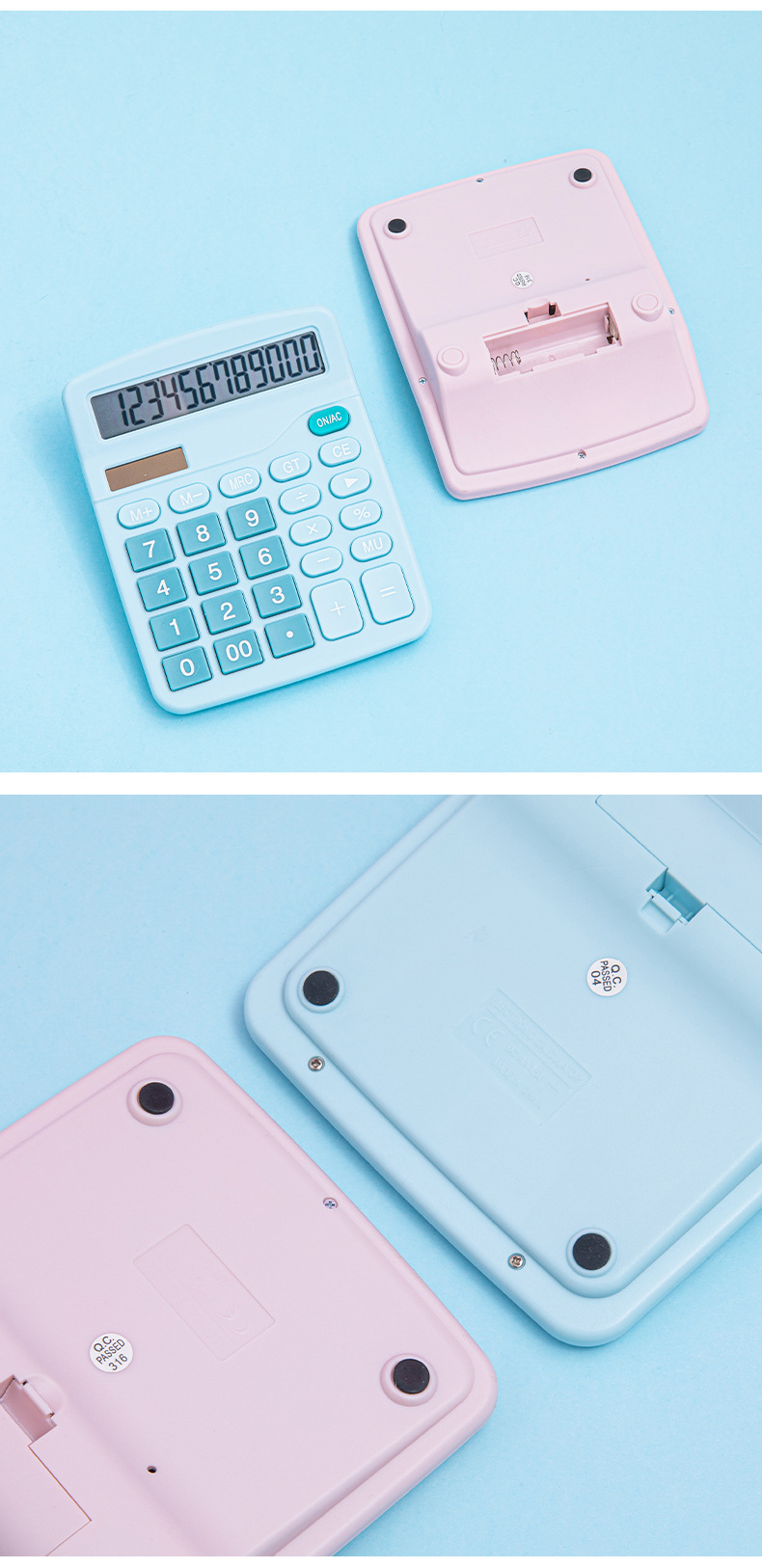 The multi-functional macaron 12-digit large screen dual-power solar calculator is specially designed for office use, students and accountants pic 10