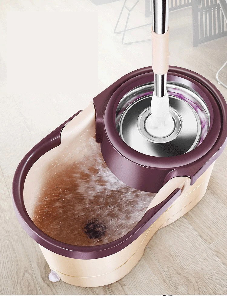Direct sales of stainless steel hand-pressed gift mop sets from the manufacturer of hand-wash-free rotating mops with dual drive pic 2