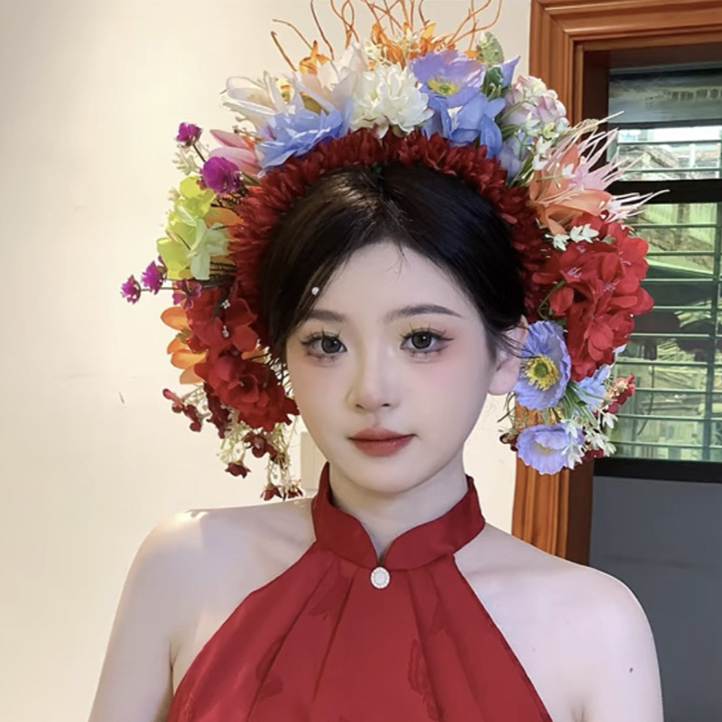 福建泉州浔埔女簪花头饰民族风花围高颜值爆款仿真花泉州簪花新款详情22