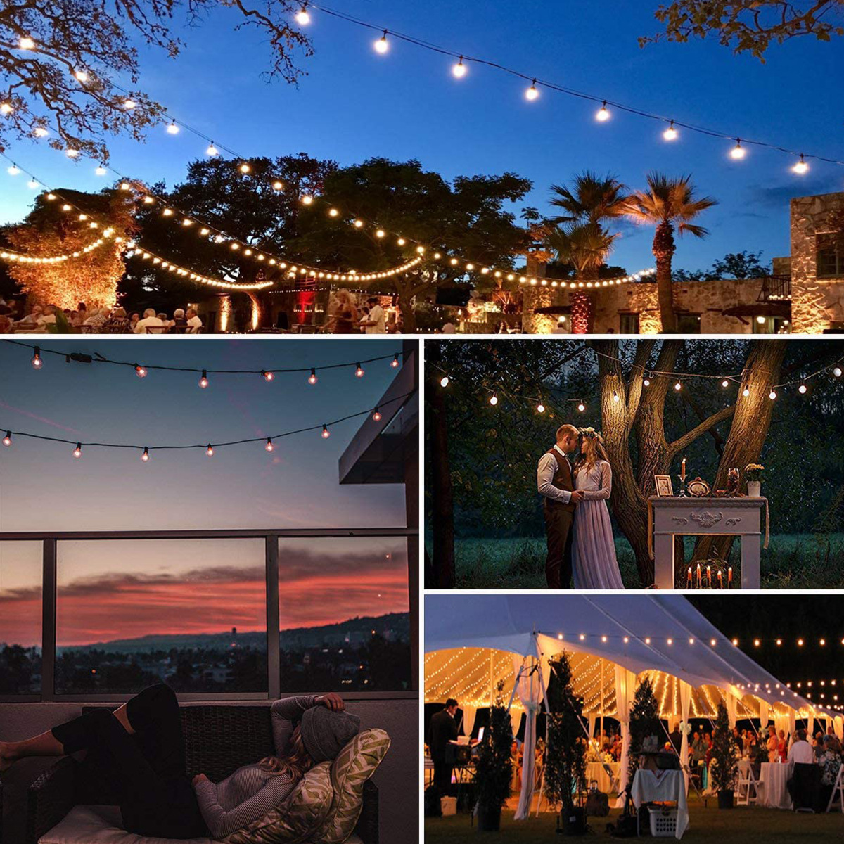 25 plug-in tungsten filament lamps, G40 clear light, 110V-220V tungsten filament garden lamp, Christmas lamp string, g40 string pic 10