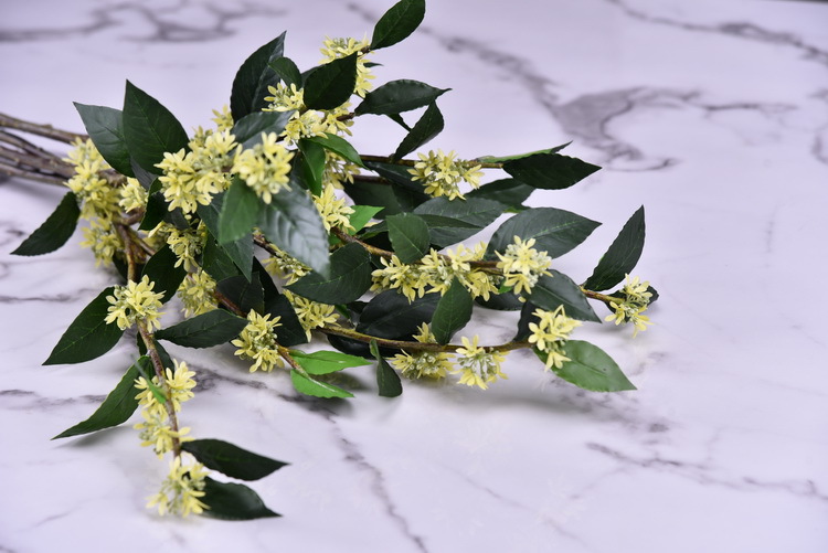Wholesale artificial yellow osmanthus and laurel, green landscape garden artificial trees, decorative golden osmanthus leaves, home, hotel and homestay artificial flowers pic 19