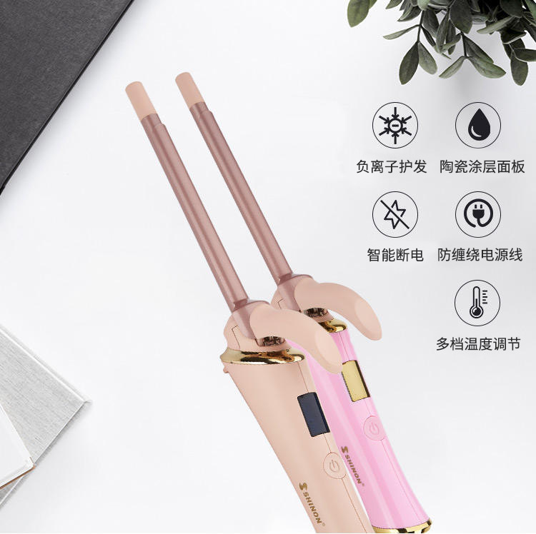 跨境烫发棒液晶调温卷发器便携式梨花烫烫发器女士家用波浪卷发棒SHINON 8602详情1