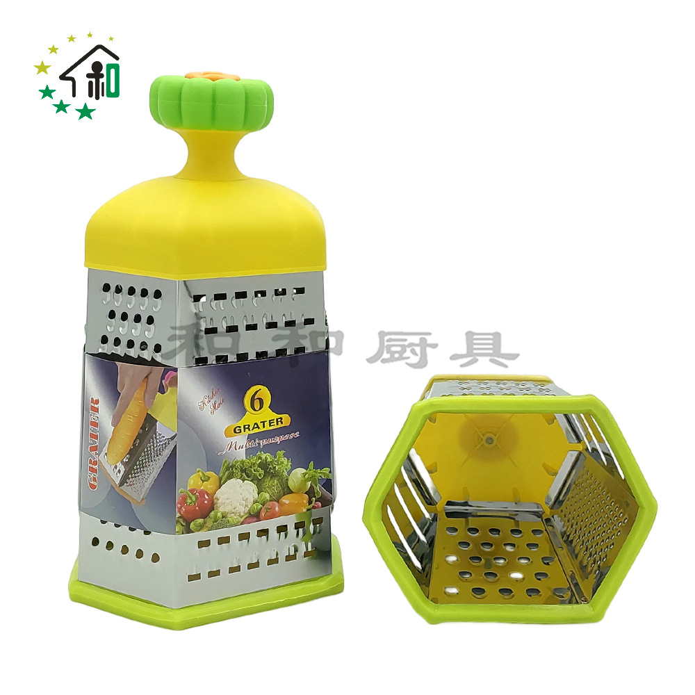 Kitchen multi-functional six-sided vegetable grater, stainless steel grater and vegetable cutter, potato grater and peeler, multi-purpose fruit and vegetable grater pic 19
