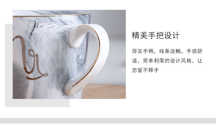 Marble-patterned mug, 12-ounce gold-painted ceramic cup, creative couple water cup set, ceramic cup pic 8