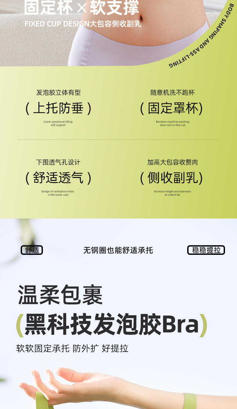 无痕内衣女兔耳朵无钢圈薄款软支撑收副乳防下垂大胸显小胸文胸罩详情2