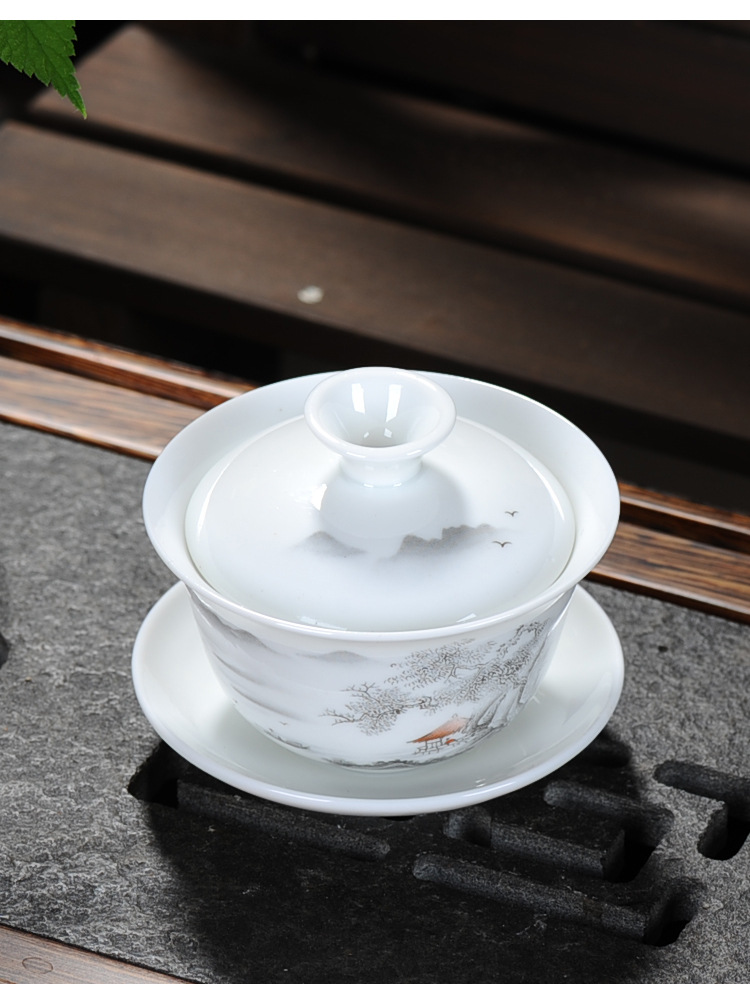Factory direct sales of Kung Fu tea sets, including ceramic tea cups, white porcelain complete sets, blue and white tea cups, covered bowls, and tea sets. Logos can be made pic 15