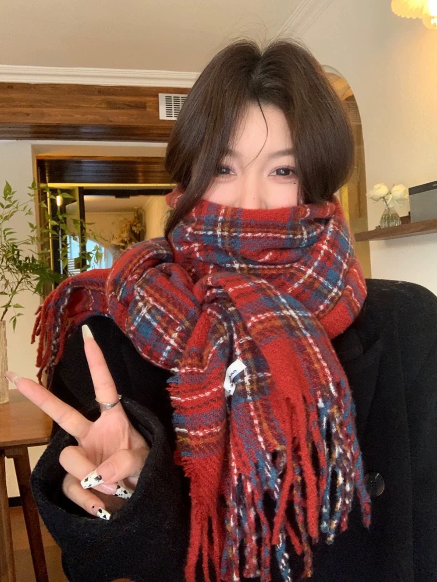 格子大集合~韩系格子流苏ins围巾女秋冬季百搭学生保暖氛围感围脖详情24