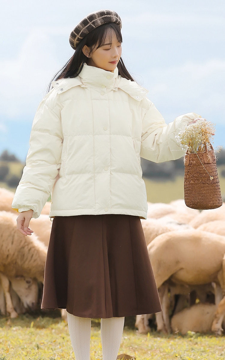 短款羽绒服女2024年新款小个子白鸭绒奶黄包宽松韩版冬季学生外套详情23