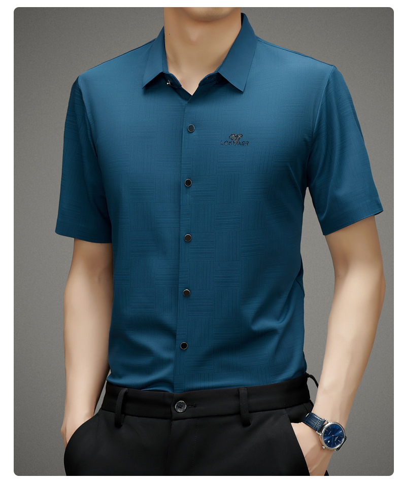 衬衫短袖男夏季新款抖快热卖轻商务中年短袖衬衫翻领修身休闲短袖详情42