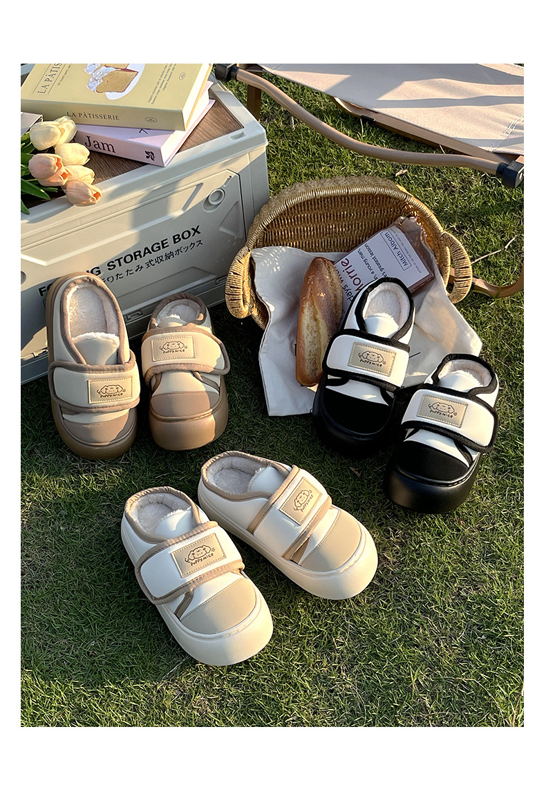 魔术贴棉拖鞋女士冬季2024新款室内家居厚底保暖加绒踩屎感棉拖女详情15