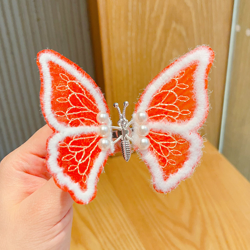 新年款红色古风流苏发夹儿童汉服发卡头饰女童复古蝴蝶结发夹发饰详情63