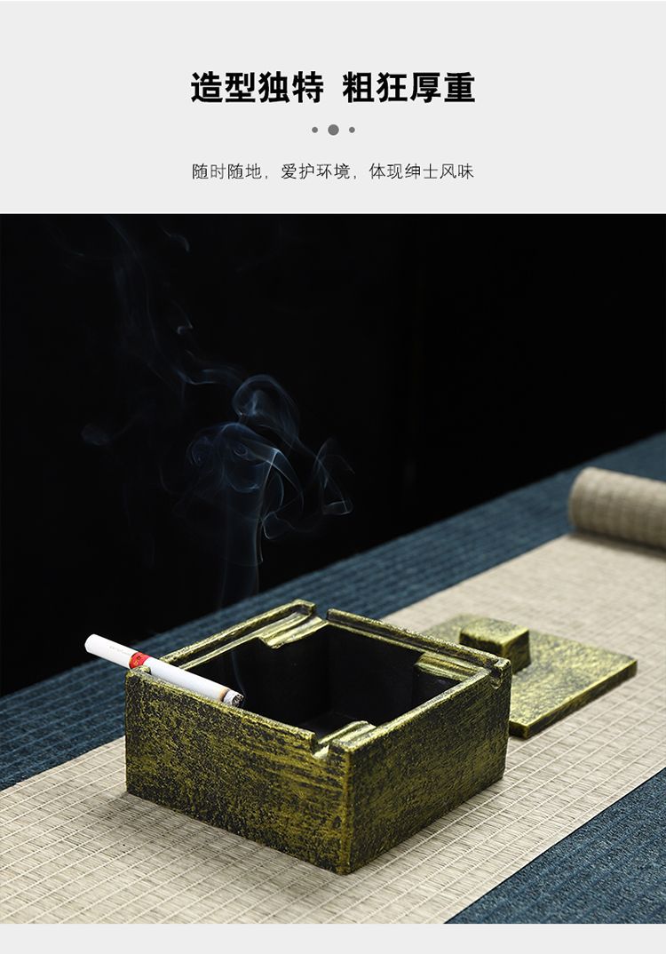 简约个性创意酒店客厅水泥方形烟灰缸家用客厅带盖简约北欧ins详情13