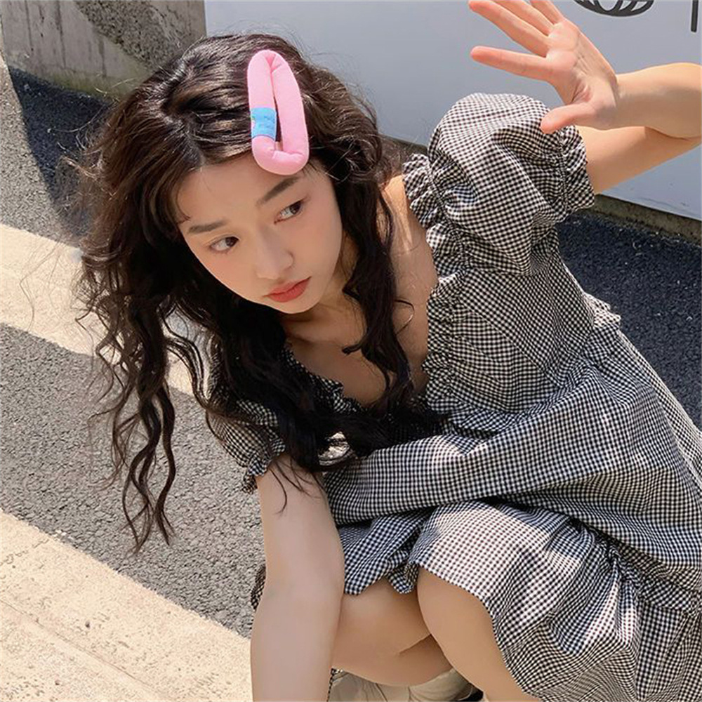 Cream-colored puffy sponge hair clips, cute large bangs clips, BB clips, makeup clips, hair clip edge clips, and teenage hair accessories pic 8