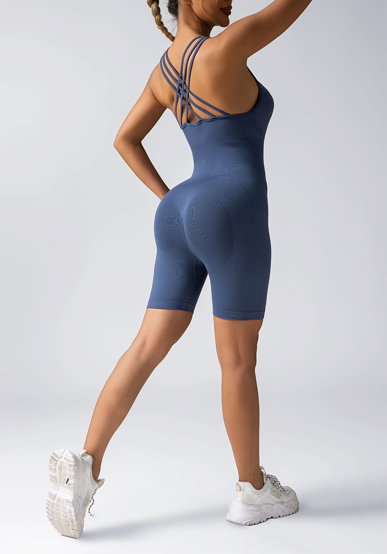 瑜伽连体衣女夏季亚马逊跨境无袖短裤运动裸感健身美背一体束身衣详情20