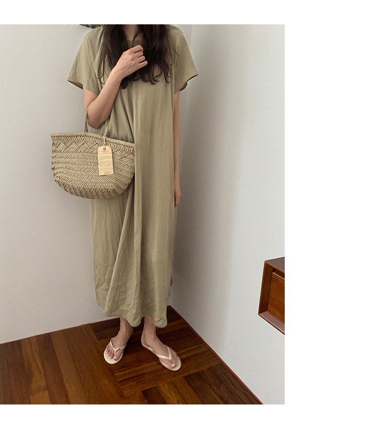 2024年夏季新款连衣裙 韩国ins风休闲家居宽松短袖度假中长款裙子详情11