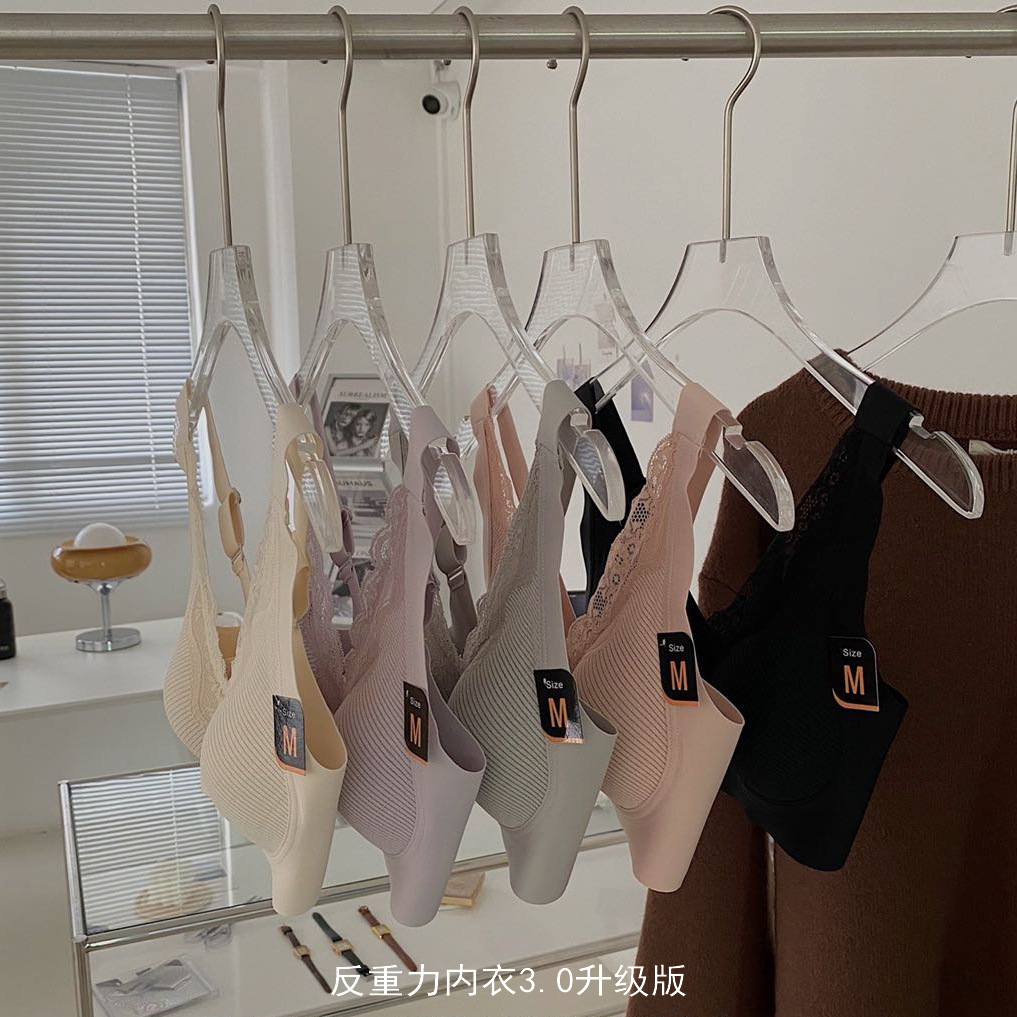 Upgraded Version 3.0 of Japanese latex anti-gravity underwear for women: Seamless wide shoulder straps and lace bra without underwire pic 3