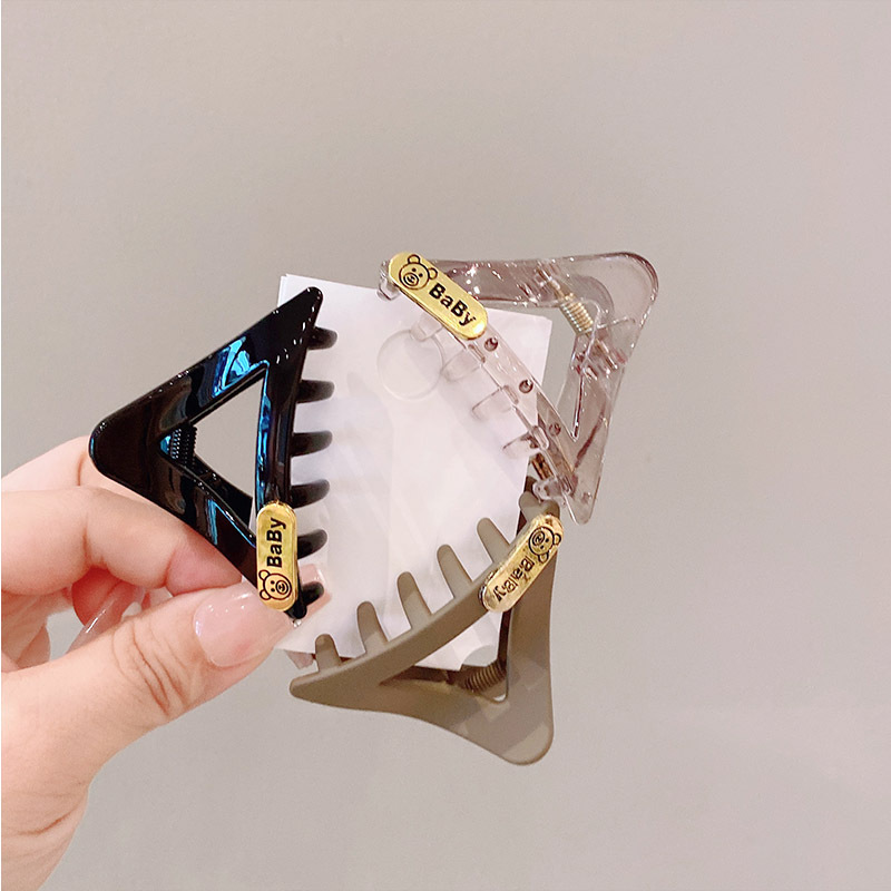 新款小众设计字母中号南瓜抓夹女三角形简约质感鲨鱼夹盘发发抓发详情19