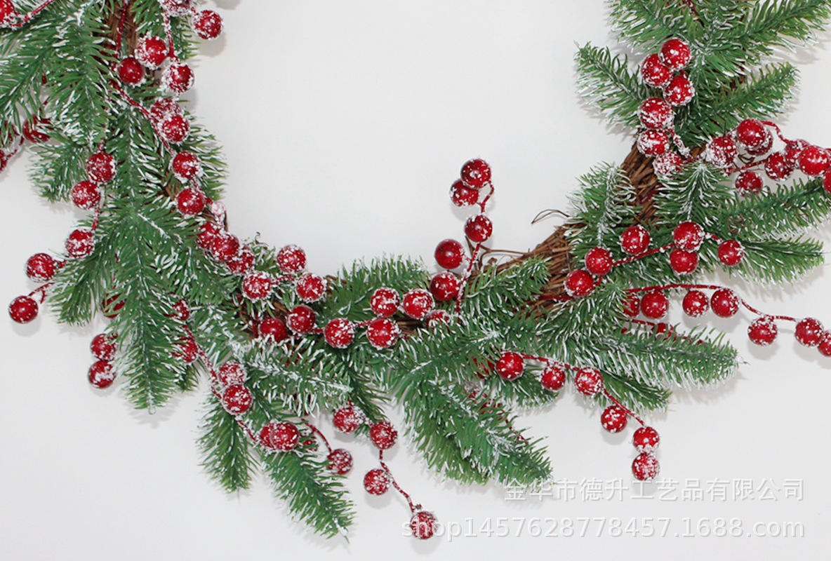 Desheng Thanksgiving Decoration Cross-border e-commerce Amazon Red Fruit, Snow, Frost, snow Powder Flower Wreath Christmas decoration pic 7