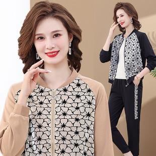 妈妈装时尚连帽外套秋装新款中老年女装夹克衫中年妇女长袖上衣潮详情12