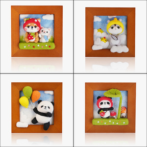 手工DIY制作材料包大眼猫 羊毛毡戳戳乐 毛绒公仔自制详情9