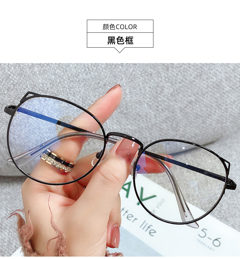 The new metal-framed cat ear anti-blue light retro glasses are suitable for wholesale of myopia glasses for male and female middle school students. The full-frame design makes them more personalized pic 13