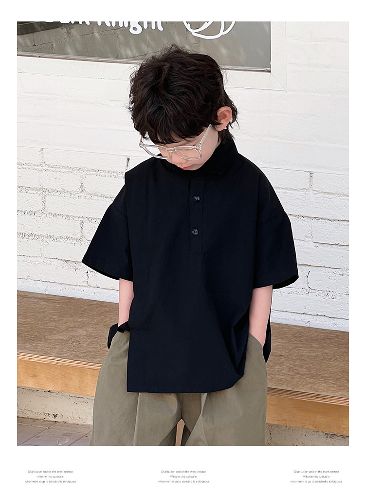 儿童夏装男童短袖白衬衫2024夏季新款衬衣小男孩帅气宽松上衣批发详情13