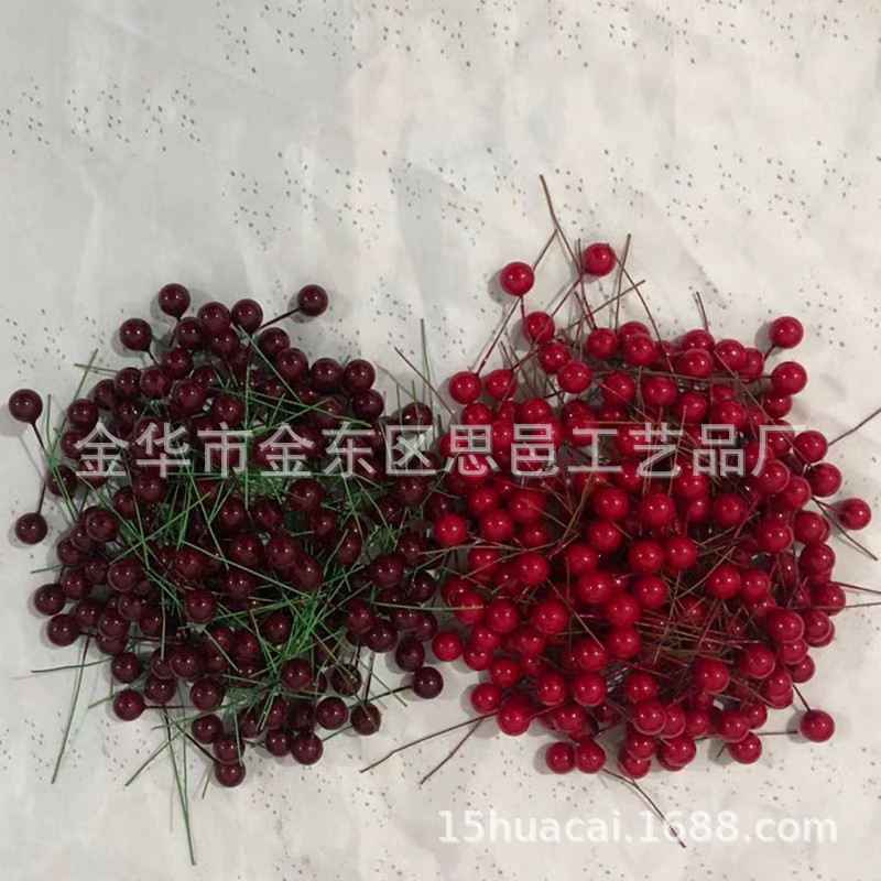 【10mm Simulated single-head Fruit 】100 red foamed berry cherry pearl fruit Christmas products manufacturer pic 1