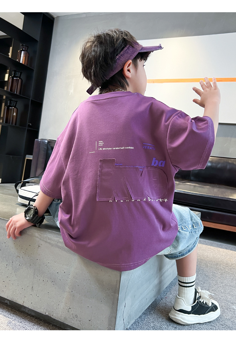 男童短袖T恤夏装2024新款儿童夏季纯棉上衣男孩中大童原创半袖潮t详情24