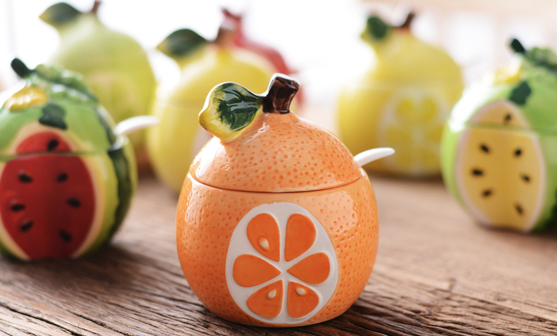 Creative Japanese kitchenware, orange ceramic seasoning bottles and jars, seasoning jars, seasoning boxes, spice jars, salt jars pic 39