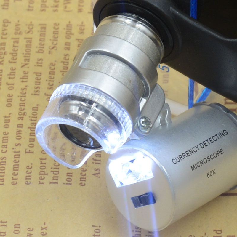 Yiwu Jinghui Factory Direct sales: Black 60x mobile phone holder with banknote detector LED light microscope magnifying glass 9882W1 pic 4