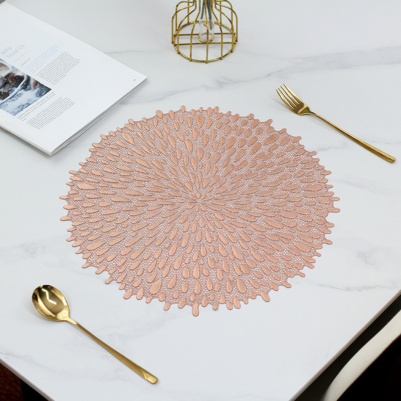 Womei modern, simple and fashionable water-drop gold-embossed PVC tablecloth, European-style light luxury home decoration, waterproof, oil-proof, anti-slip, heat-resistant, wear-resistant and heat-insulating table mat pic 6