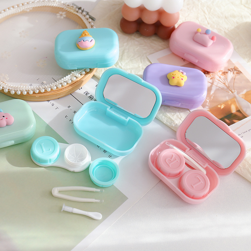 Cartoon portable contact lens case, ins mini myopia care box, companion box, colored contact box, glasses storage box, exclusively for export. Exclusively for export pic 29