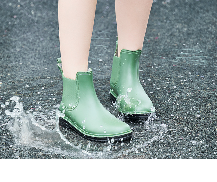 跨境时尚切尔西短筒雨鞋女士松紧雨靴马丁靴防滑水靴成人雨鞋套详情21