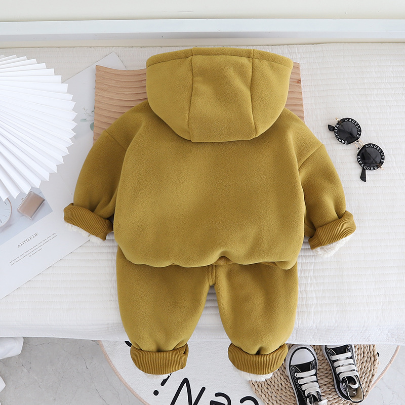 儿童冬款2023年新款运动套装可爱卡通儿童加绒复合卫衣休闲两件套详情4