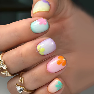 Wholesale of simple flower-shaped nail nails, white edge French nail patches, cross-border bestsellers, whitening wearable nails pic 2