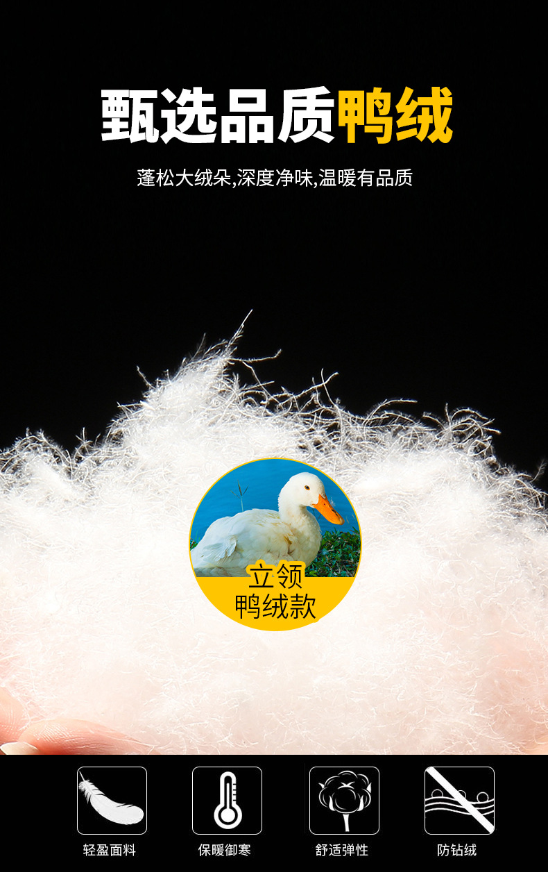 国标羽绒服男式冬季新款高端白鸭绒外套潮牌短款立领男装一件代发详情4