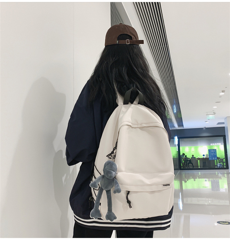 A large-capacity, ins, trendy and cool, canvas, simple grey backpack for boys in junior high school, senior high school and college pic 22