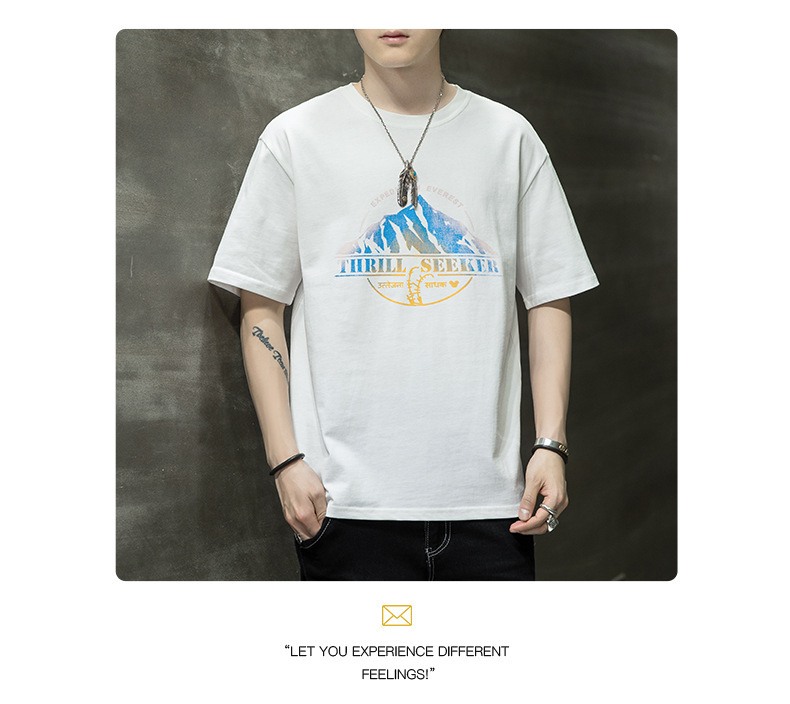 Short-sleeved T-shirt for men, Korean style, summer loose cotton T-shirt, cross-border new style, student bottom layer, half-sleeved shirt pic 106