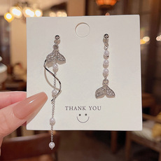 925银针精致满钻长款流苏耳环女ins潮轻奢小众网红同款蝴蝶结耳钉详情3