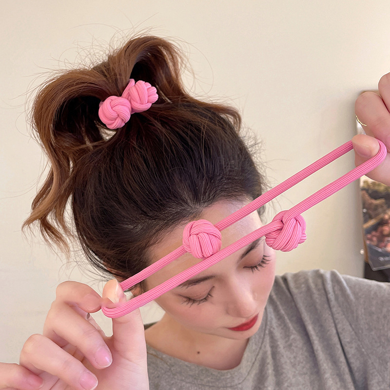 元气多巴胺发圈高马尾橡皮筋女生扎头打结头绳高弹力加粗发绳头饰详情4
