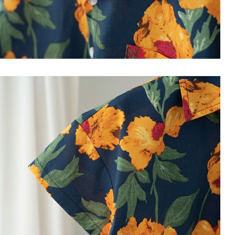 A new short-sleeved Hong Kong-style floral print shirt set for children and boys in 2024, a two-piece summer outfit pic 9