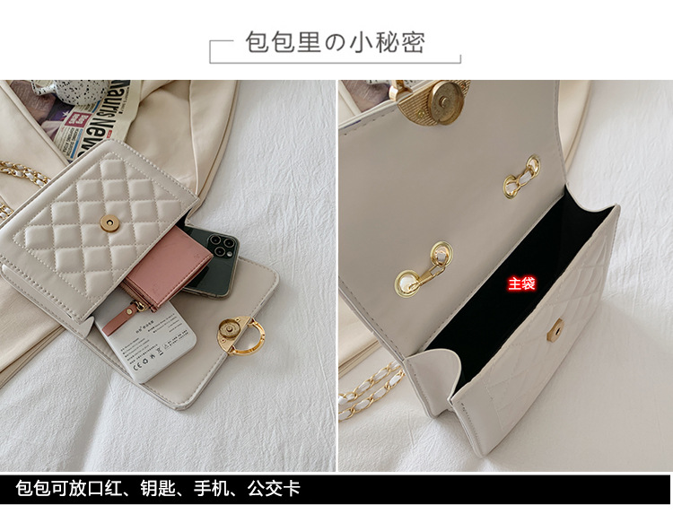 夏天迷你小包包2022新款潮珍珠链条包女包夏季百搭白色单肩斜挎包详情11